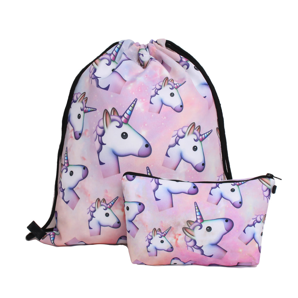 Printed Unicorn Backpack 3Pcs Set