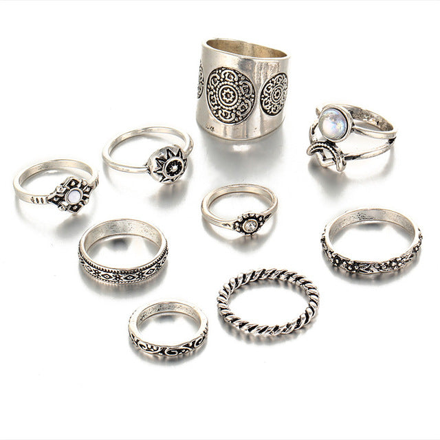 Vintage Turkish Party Boho Knuckle Rings 9 pcs/set