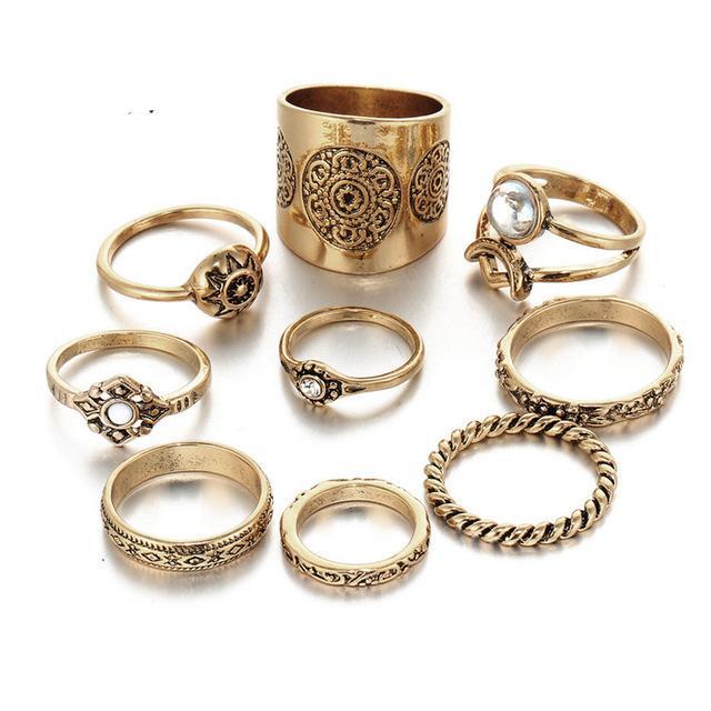 Vintage Turkish Party Boho Knuckle Rings 9 pcs/set
