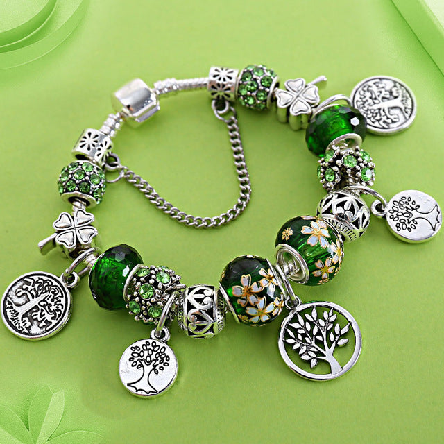 Tree of Life Crystal Charms Bead Bracelet